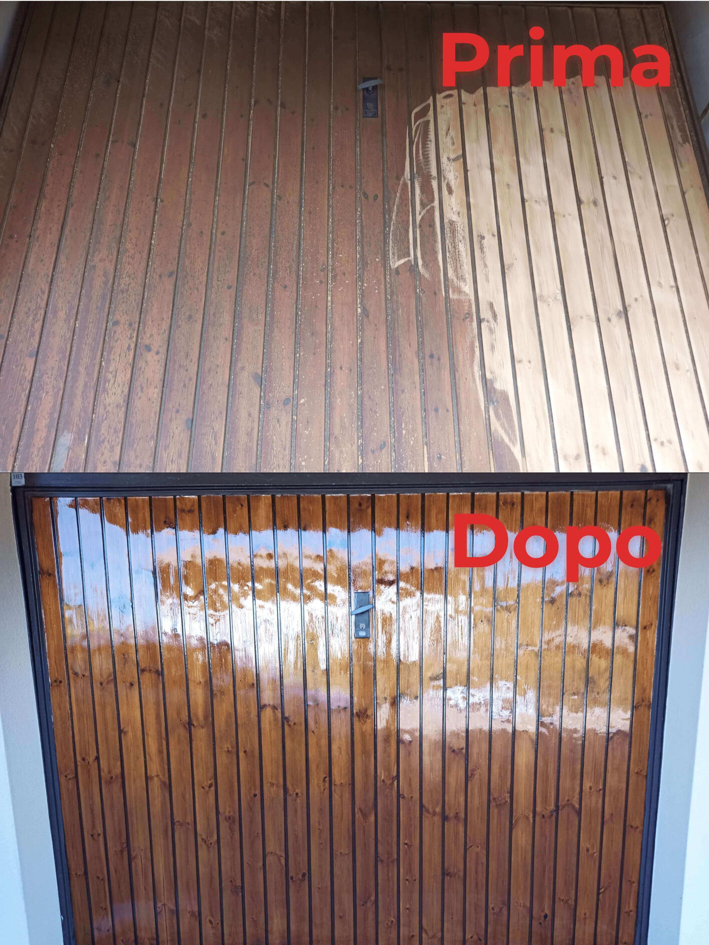 Verniciatura basculante Imbianchino Bergamo Prima e Dopo Muro Tinteggiatura Basculante in Legno